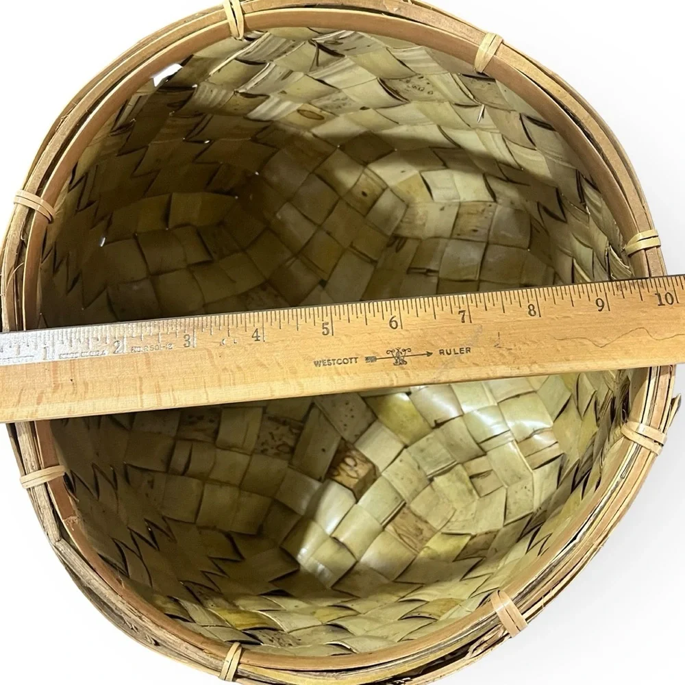 Large Vintage Handwoven Lidded Basket